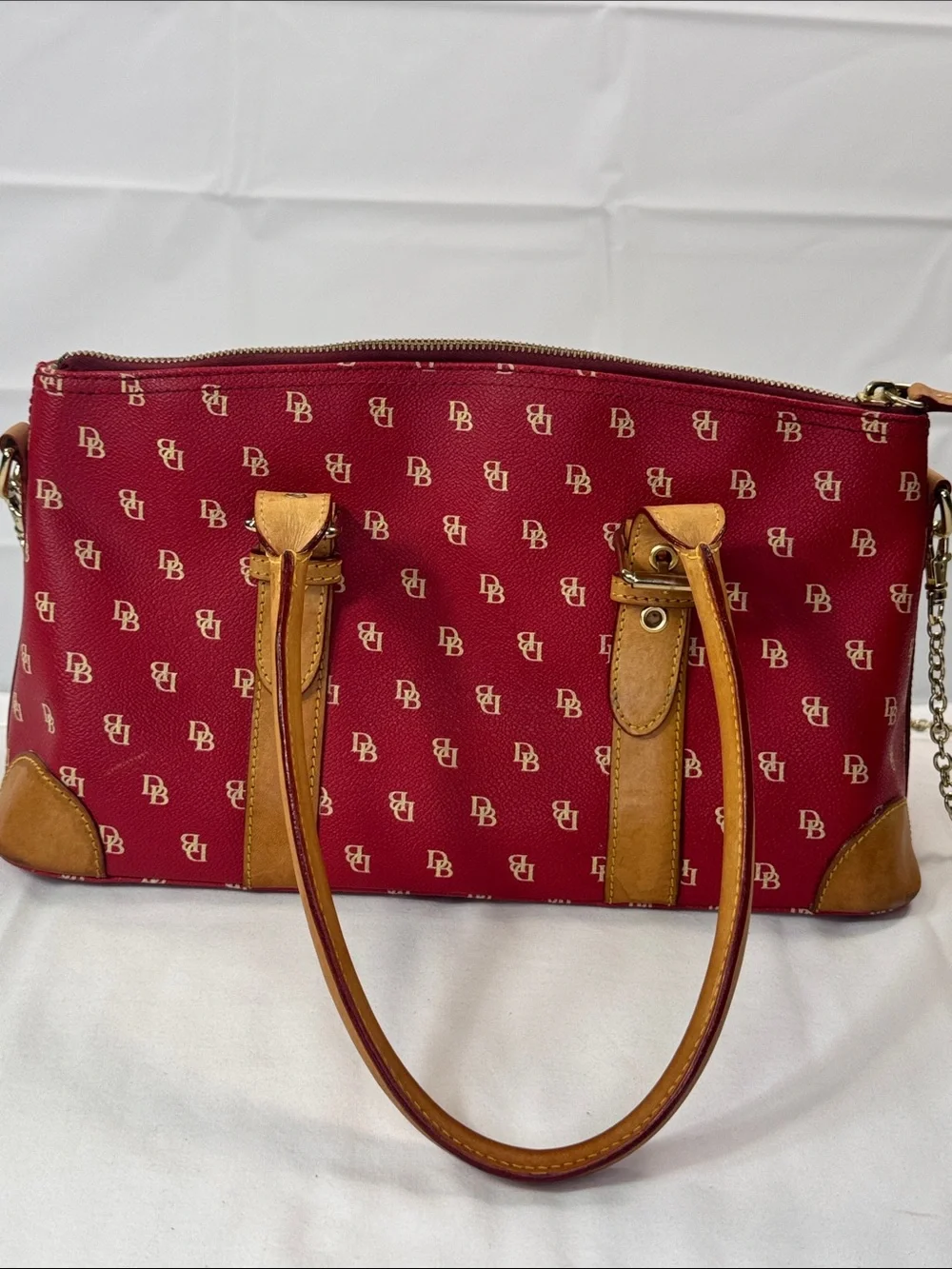 Dooney & Bourke Red Monogram Domed Satchel‎ Bag
